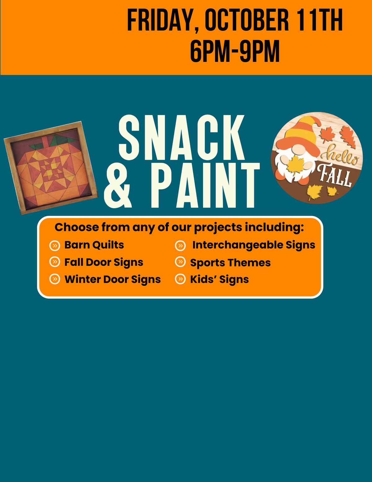 Snack & Paint: Barn Quilt\/Sign Painting Party