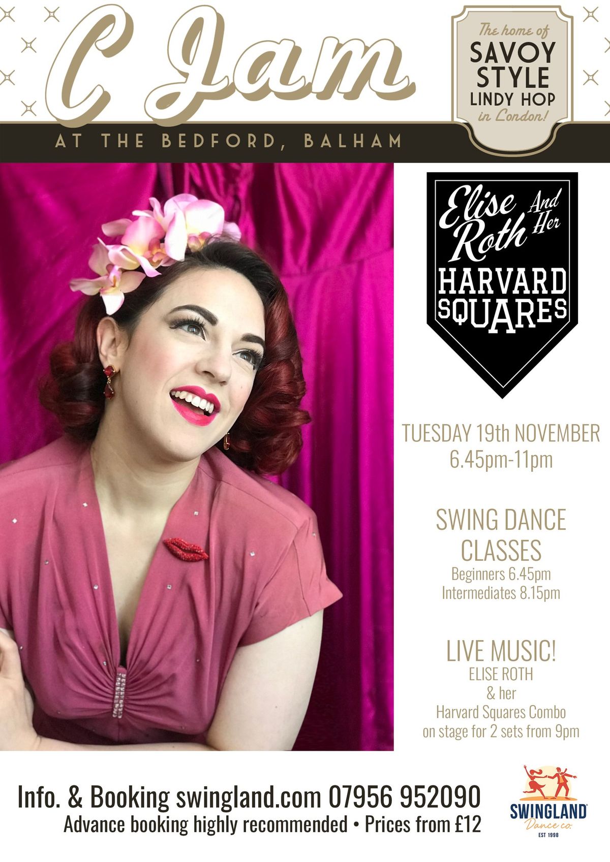 \ud83d\udd25LIVE MUSIC NIGHT! Elise Roth - C Jam @ The Bedford - Lindy hop classes and dancing