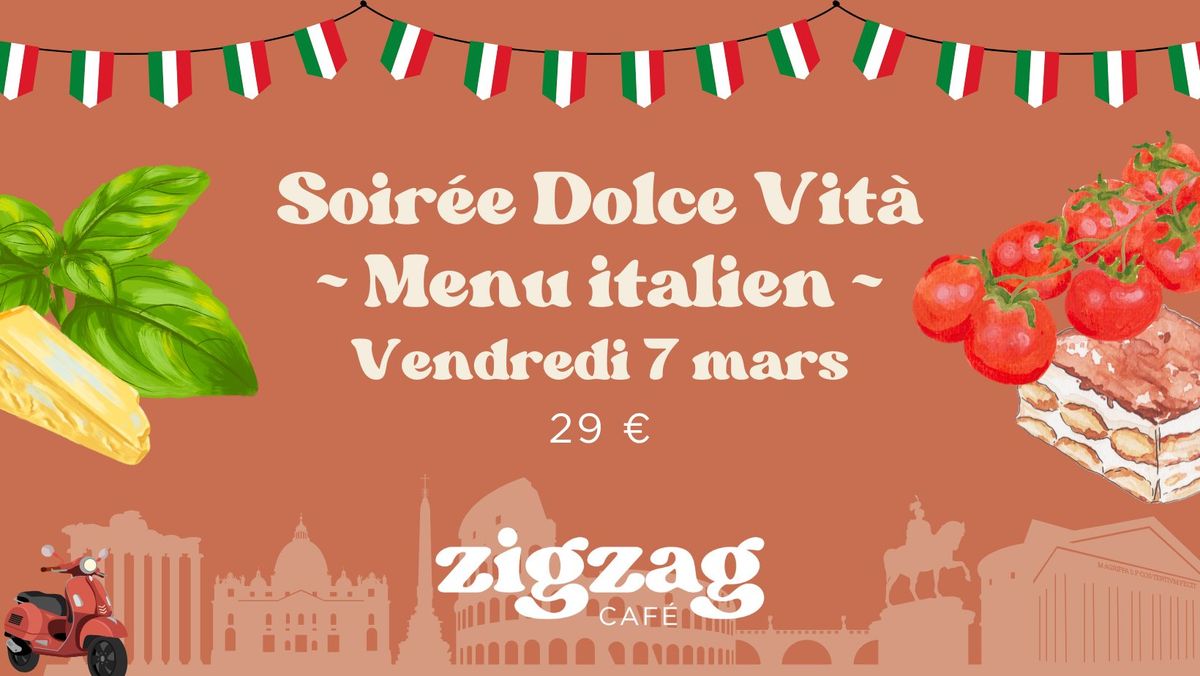 Soir\u00e9e Dolce Vit\u00e0 - Menu italien