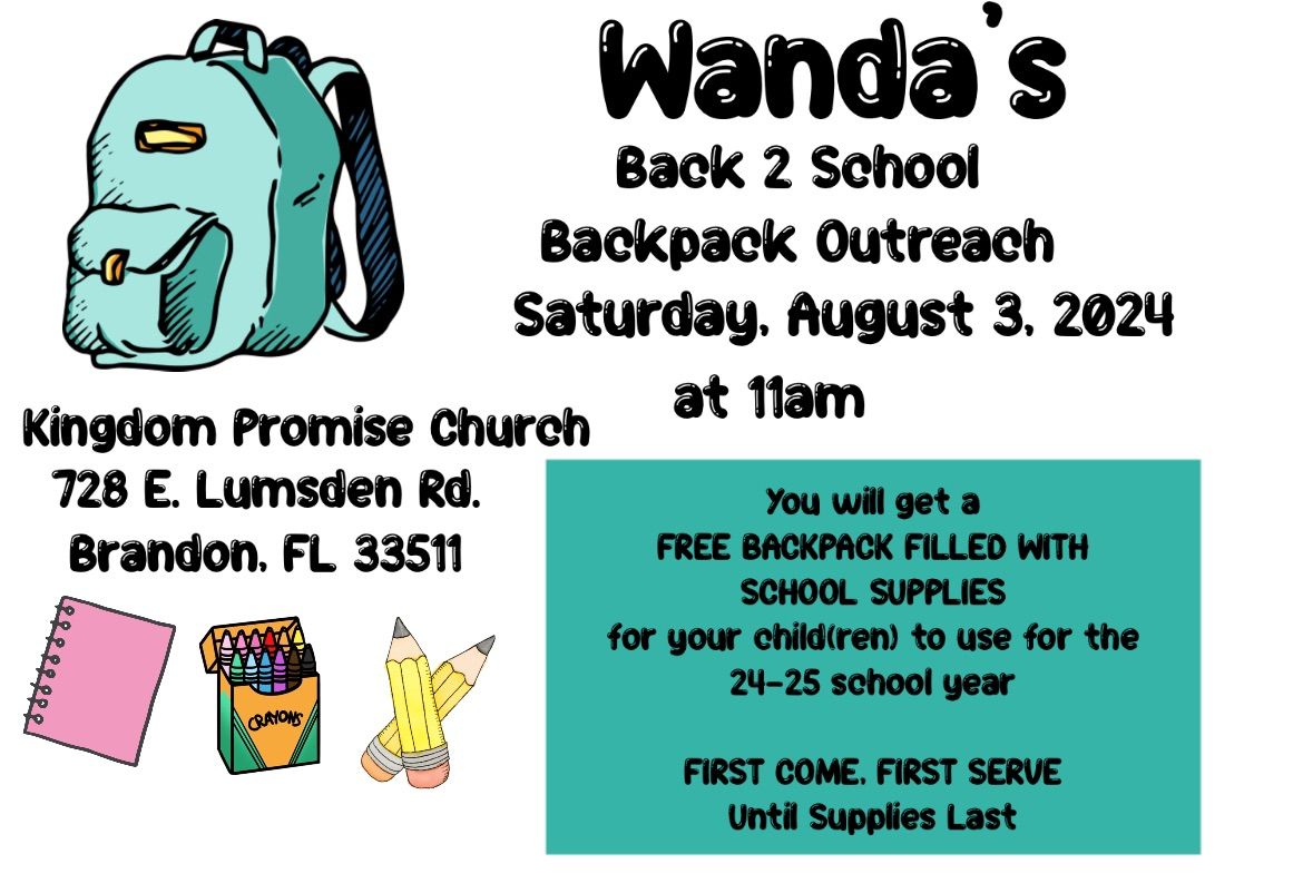 Wanda\u2019s Back 2 School Backpack Outreach 