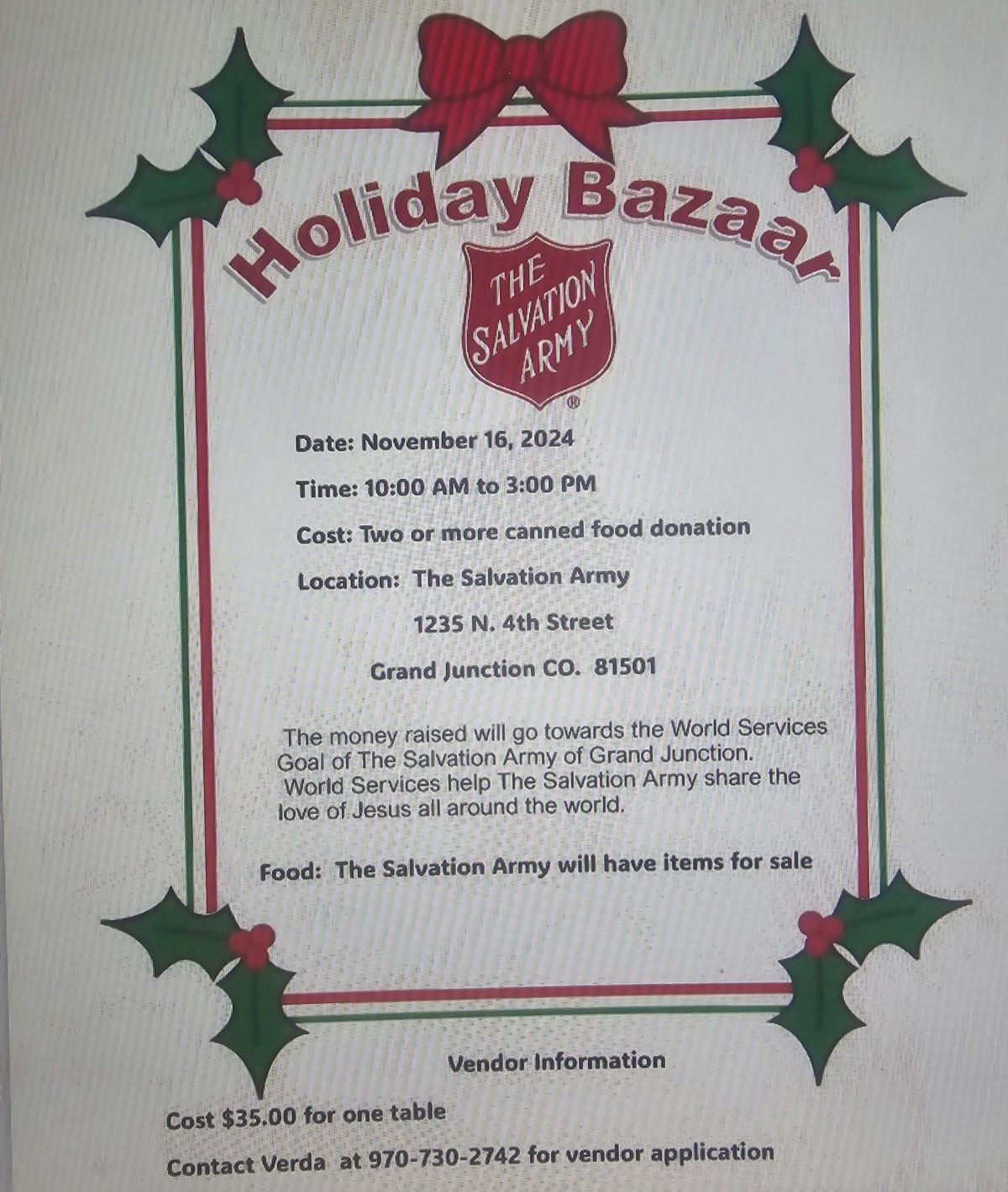 The Salvation Army Holiday Bazaar 