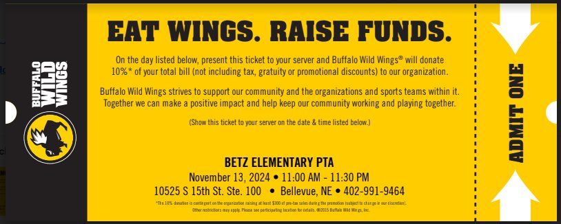 Cooks Night Out - Buffalo Wild Wings