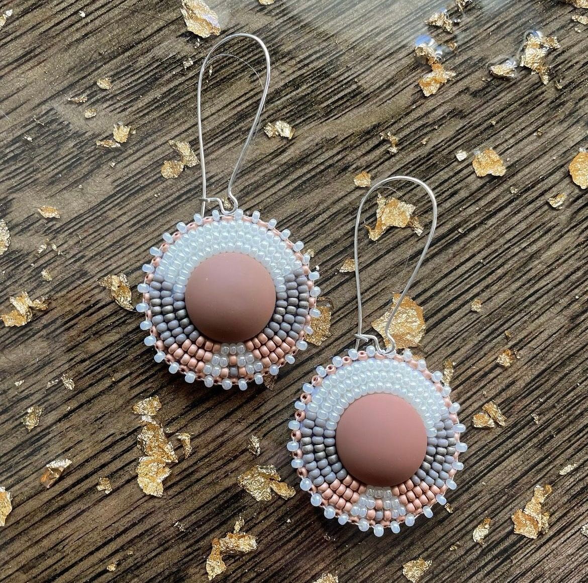 Bead Embroidery Earrings