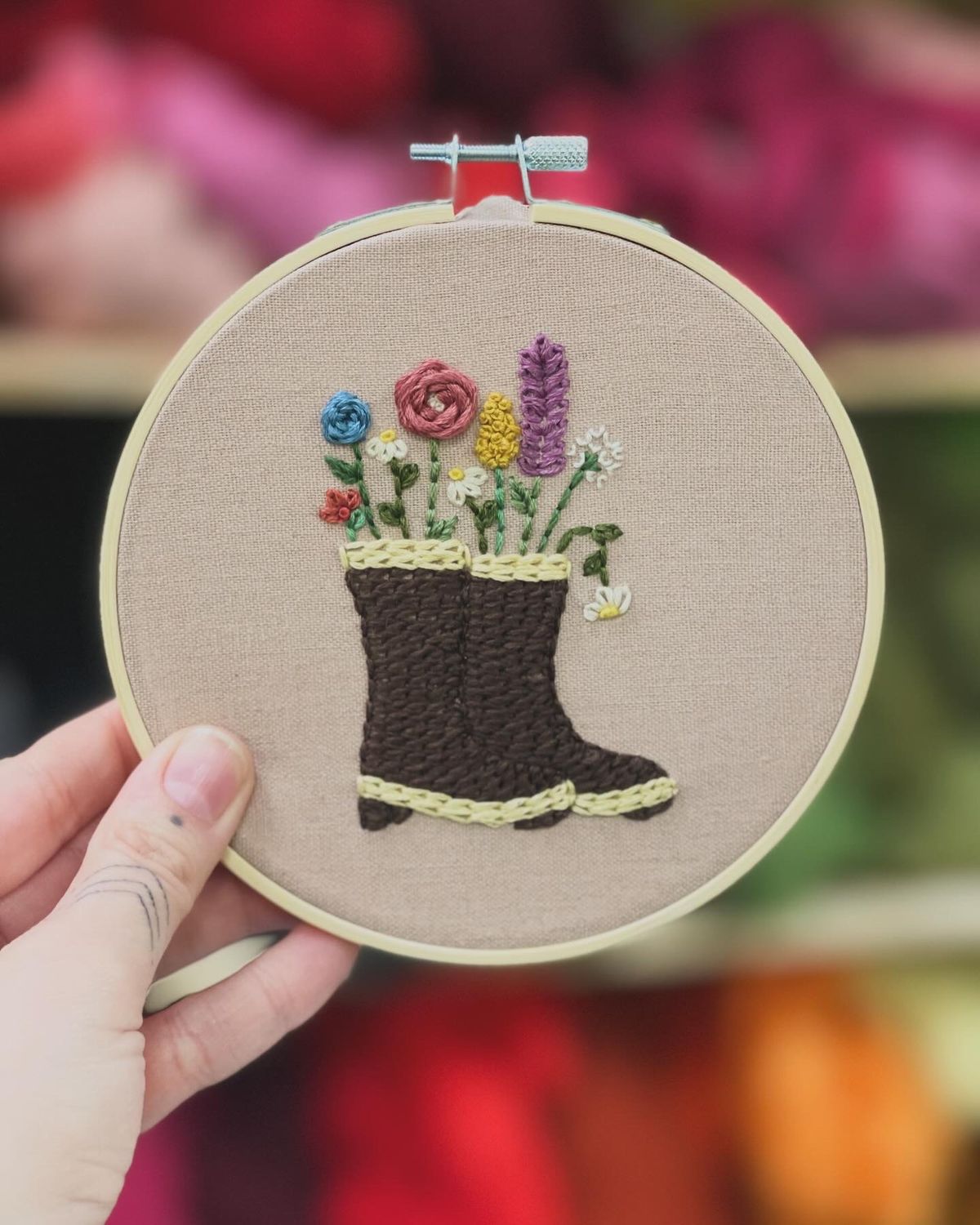 Xtratuf w\/ Wildflowers Hand Embroidery Class @ Fiber Fest