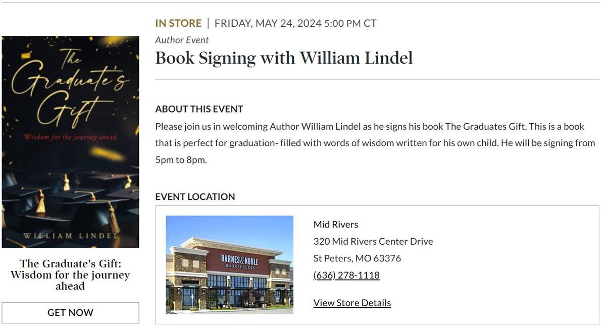"The Graduate's Gift" - Official Book Launch and Signing for William Lindel's newest book!