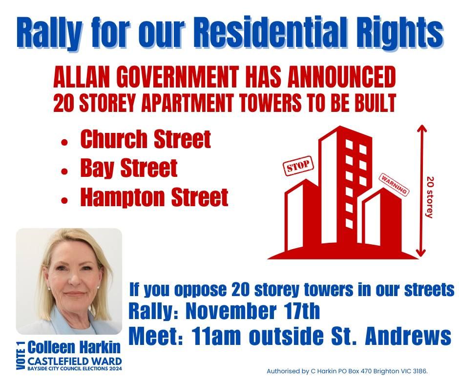 Oppose Allan Government's 20-storey apartment towers in Bayside