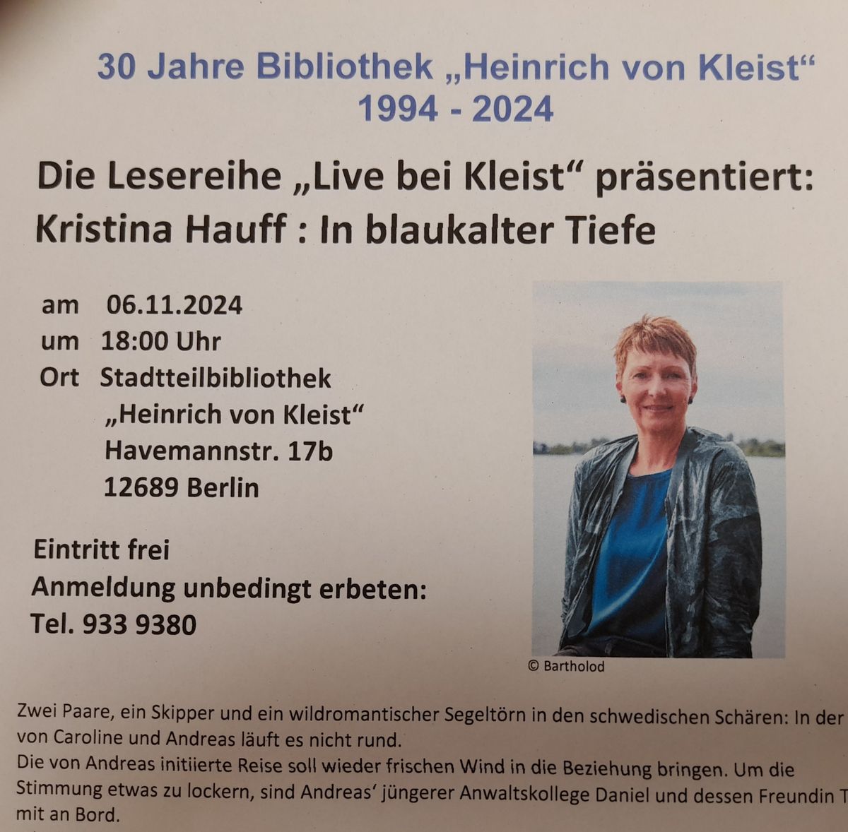 Live bei Kleist mit der Autorin Kristina Hauff