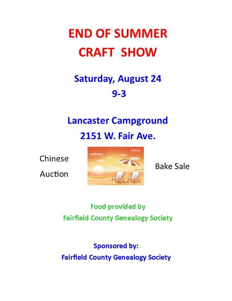 Fairfield County Genealogical Society Craft Show, Lancaster Campground