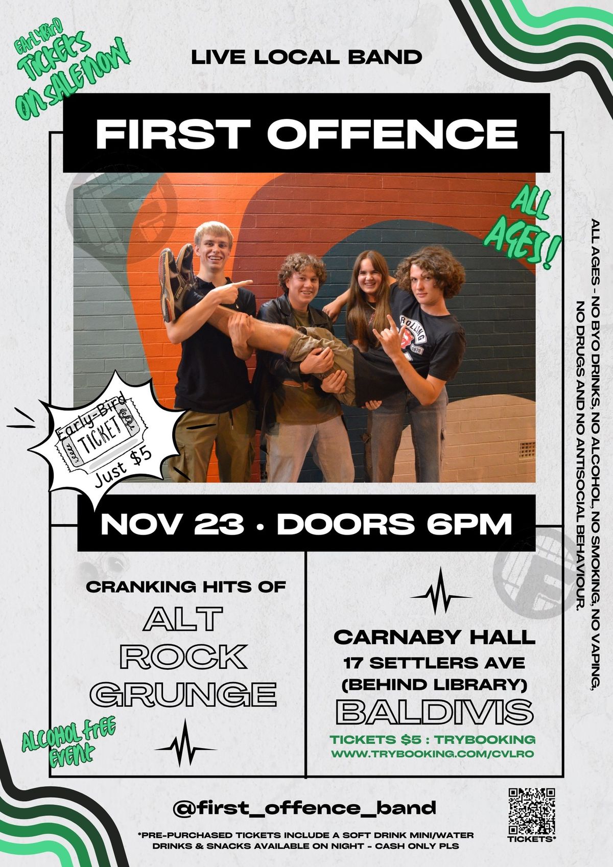 Live music from band First Offence 