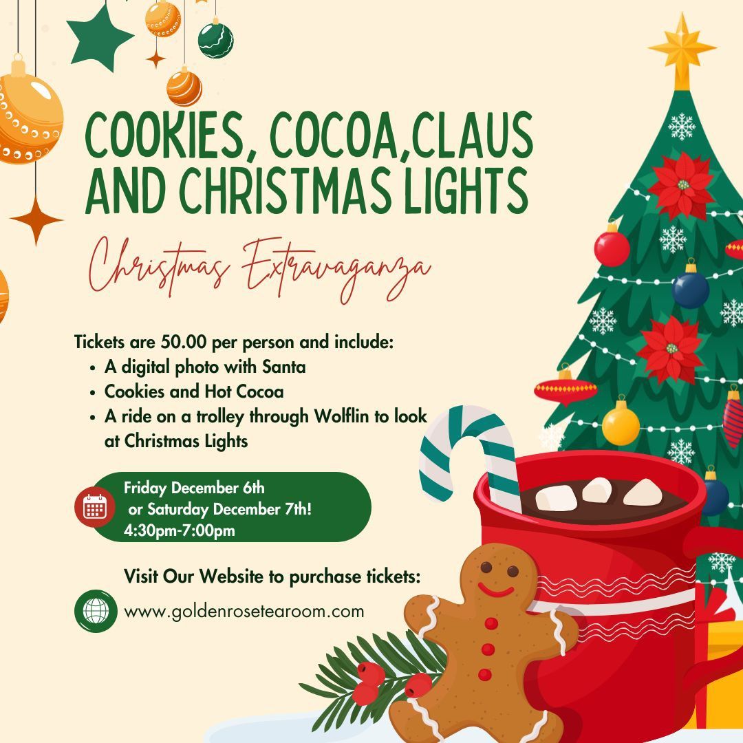 Cookies, Cocoa, Clause and Christmas lights 