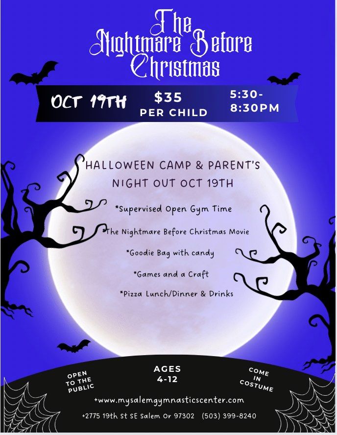 Nightmare Before Christmas Halloween Camp and Movie Night