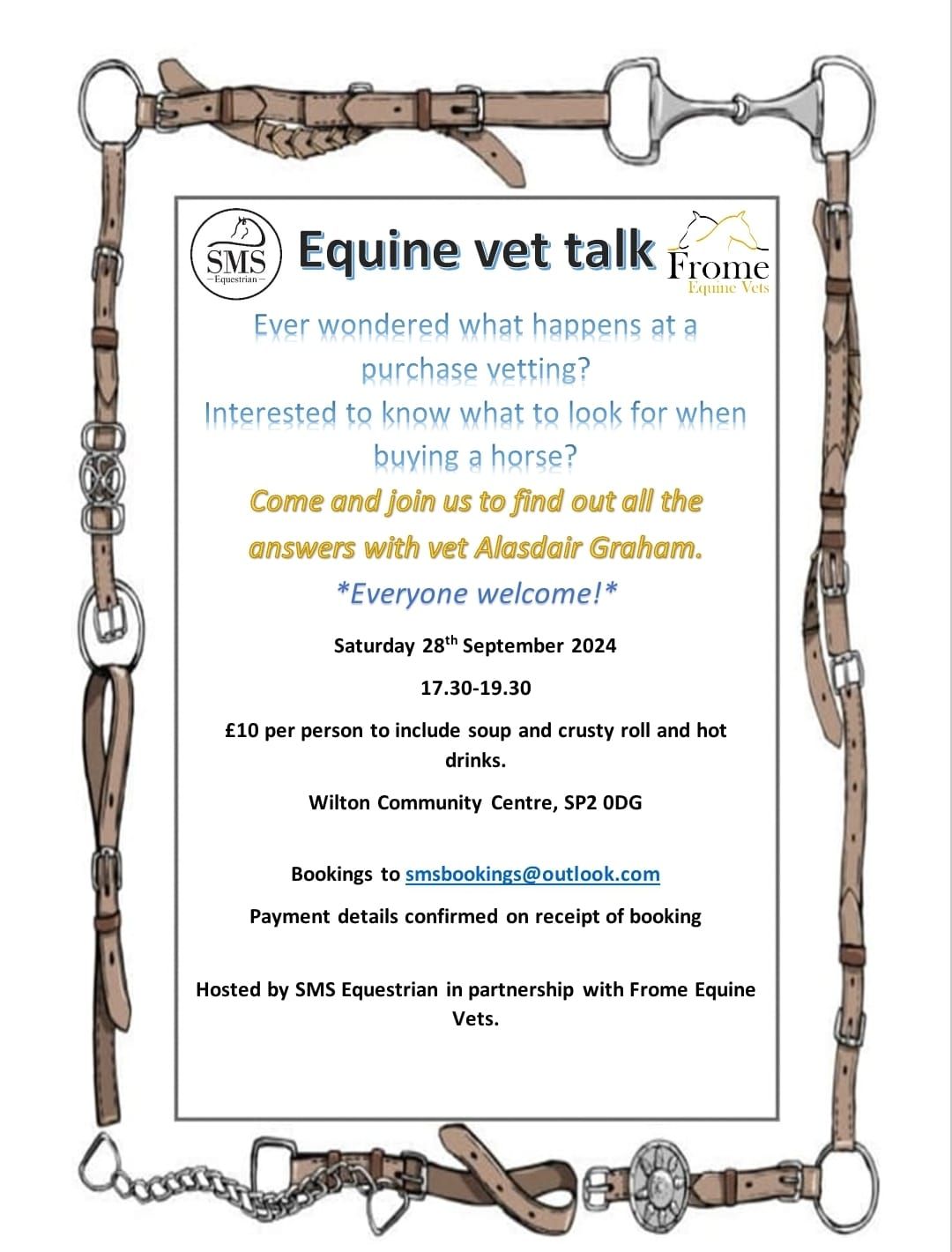 Equine vet talk hosted by SMS Equestrian in partnership with Frome Equine Vets