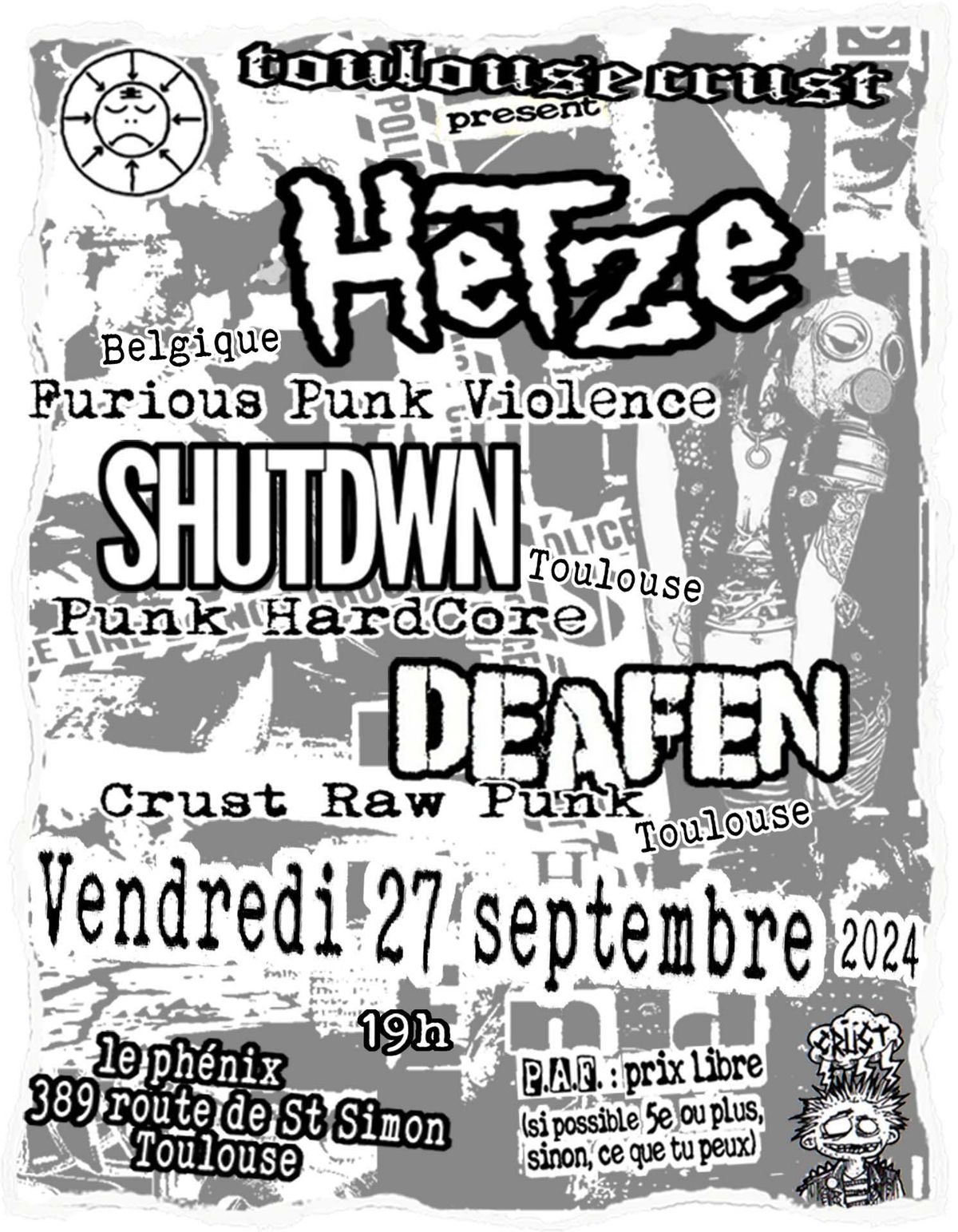 concert hardcore-punk : HETZE (belgique) + SHUTDWN (tlse) + DEAFEN (tlse)