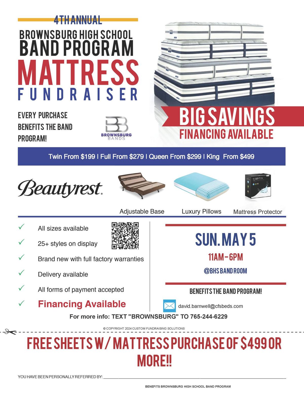 Brownsburg Bands Mattress Sale Fundraiser