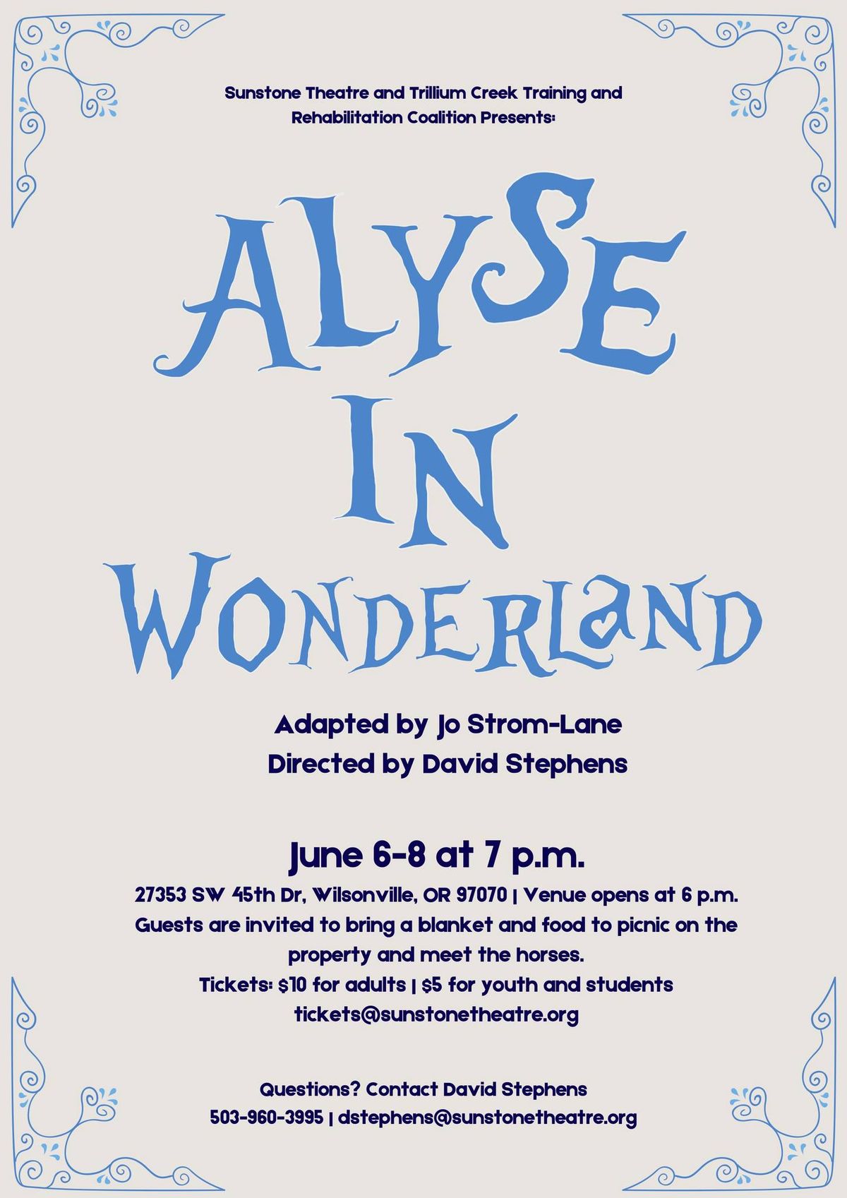Alyse In Wonderland Adapted by Jo Strom-Lane