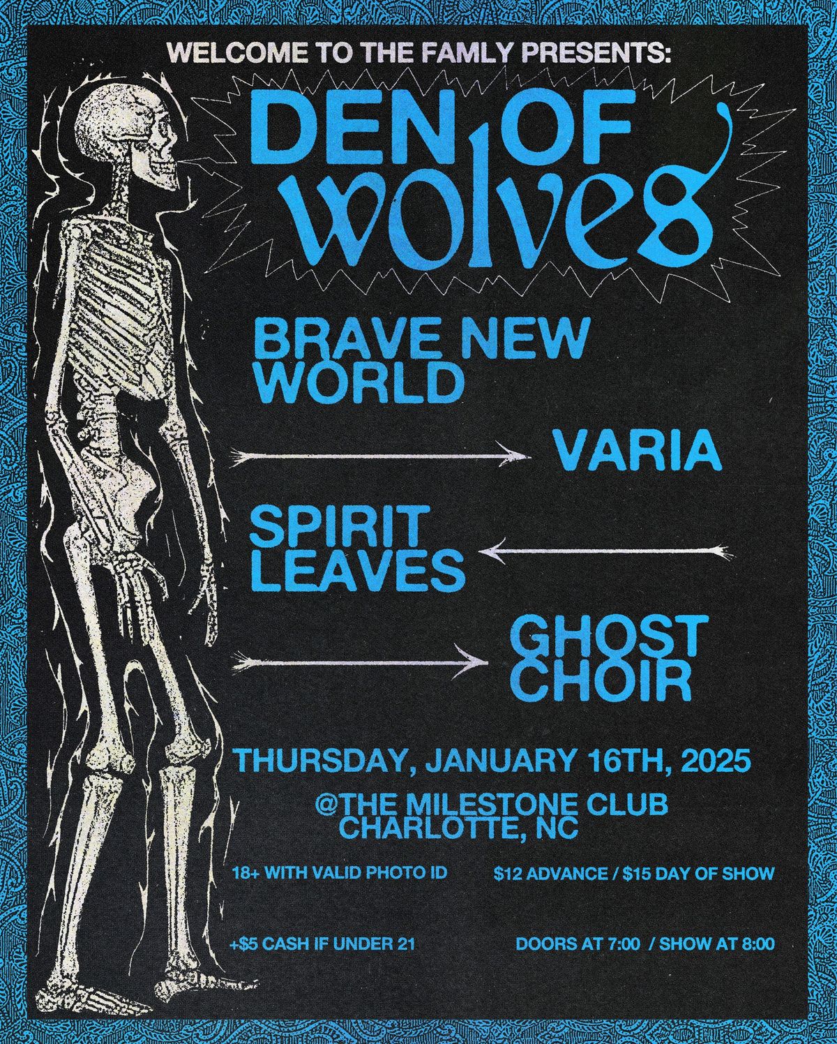 Den of Wolves, Brave New World, Varia, Spirit Leaves, and Ghost Choir