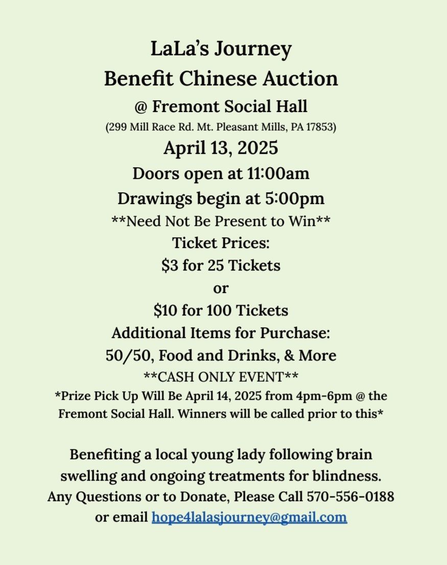 LaLas Journey Benefit Chinese Auction 