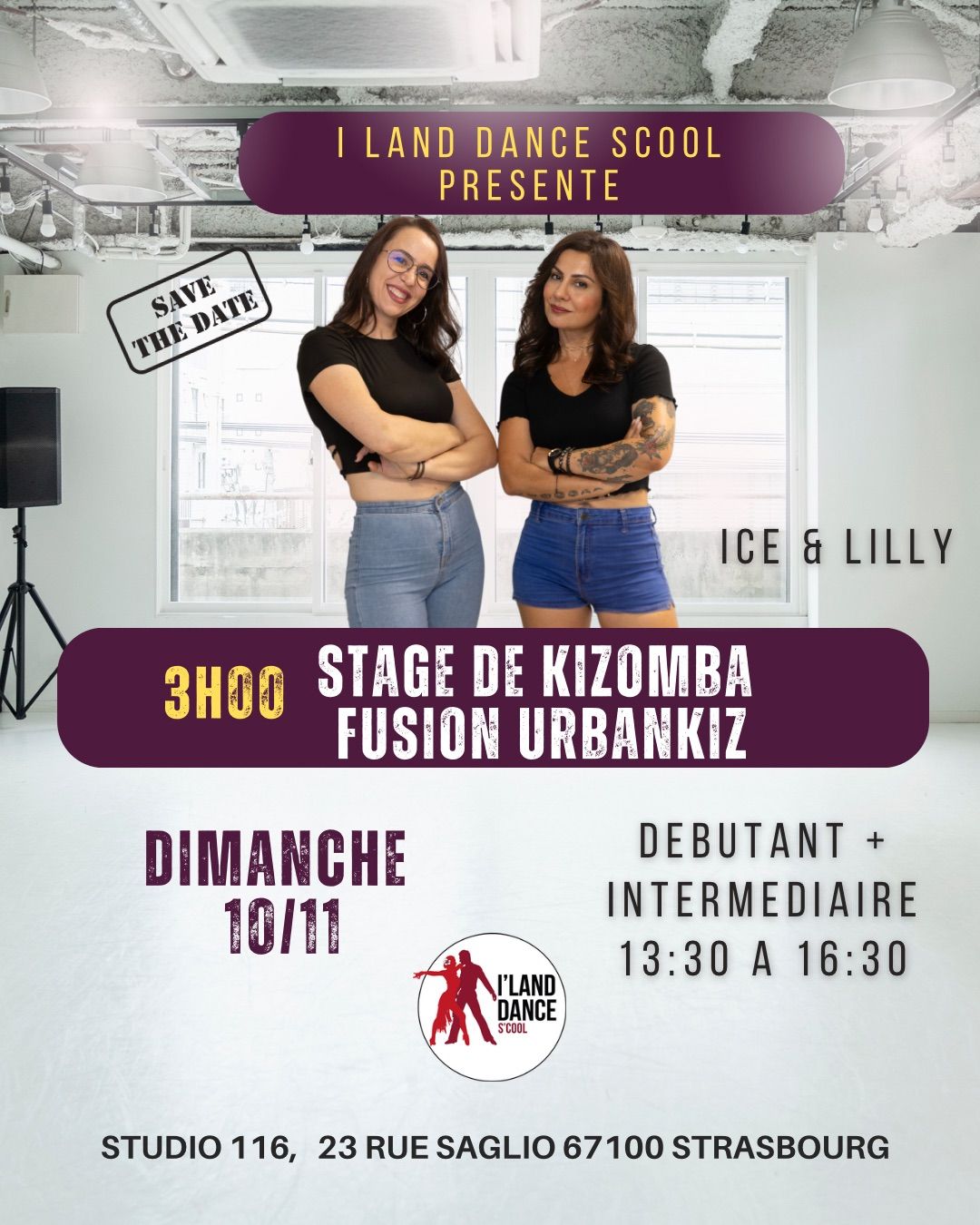 STAGE DE KIZOMBA INTERM\u00c9DIAIRE \/ D\u00c9BUTANT + I LAND DANCE SCOOL