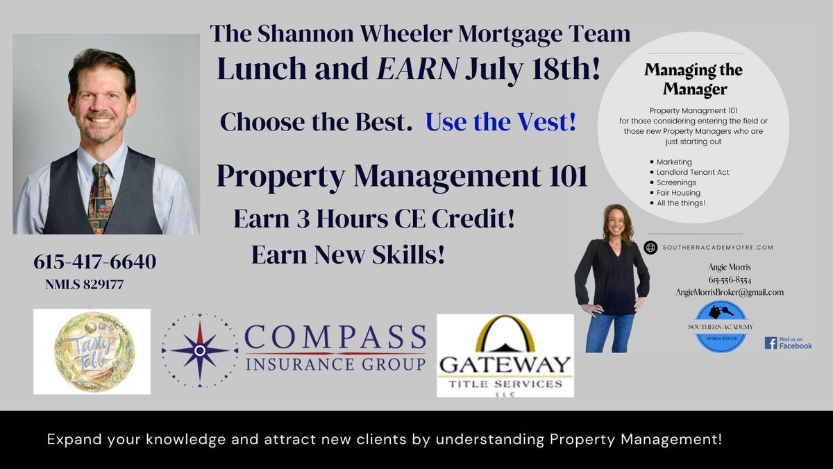 Lunch and EARN!  Property Management 101