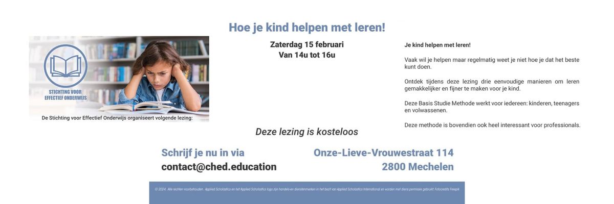 Lezing: Hoe je kind helpen met leren!