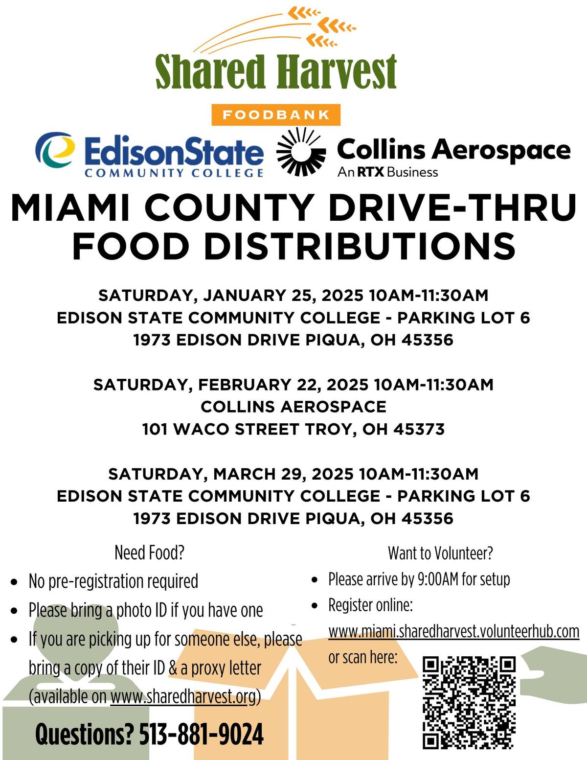 Miami County Drive-Thru Food Distribution - Edison State Parking Lot 6