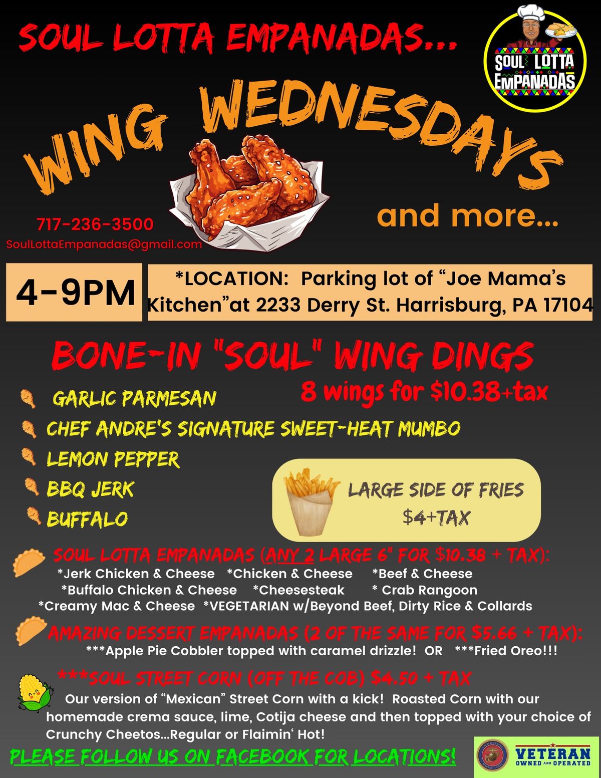 SOUL LOTTA EMPANADAS WING WEDNESDAYS at the truck!!