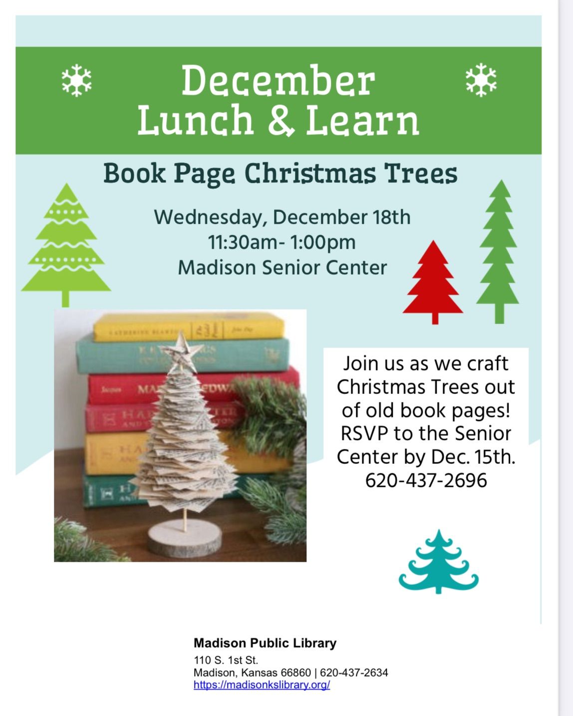 Lunch & Learn at the Senior Center: Book Page Christmas Tree Craft