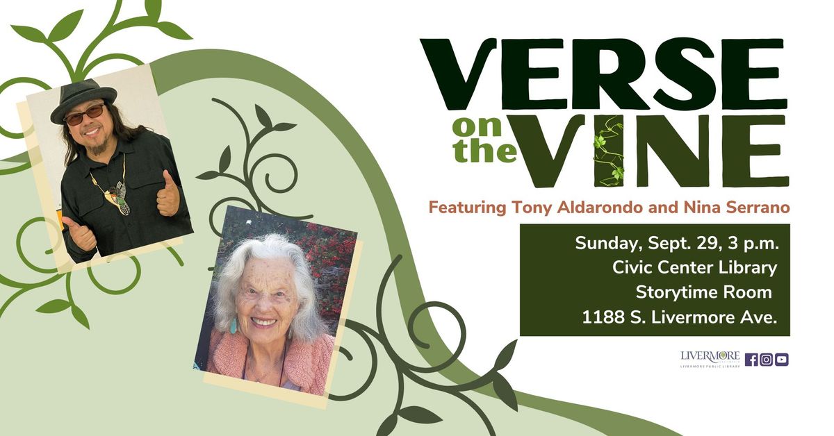 Verse on the Vine Poetry Reading Event Featuring Tony Aldarondo and Nina Serrano