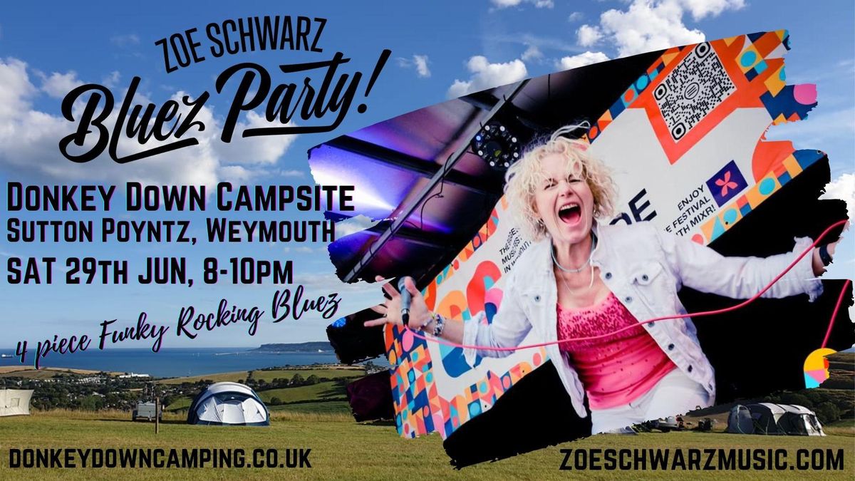 Zoe Schwarz Bluez Party. Donkey Down Campsite. SAT 29 JUN 8-10PM