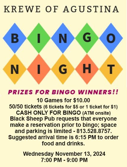 Krewe of Agustina Bingo Night! 