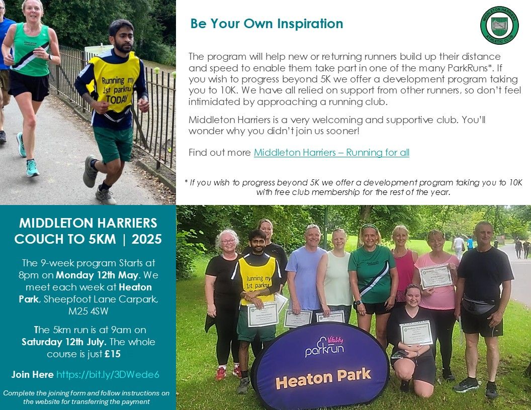 Middleton Harriers' Couch to 5km training programme 2025