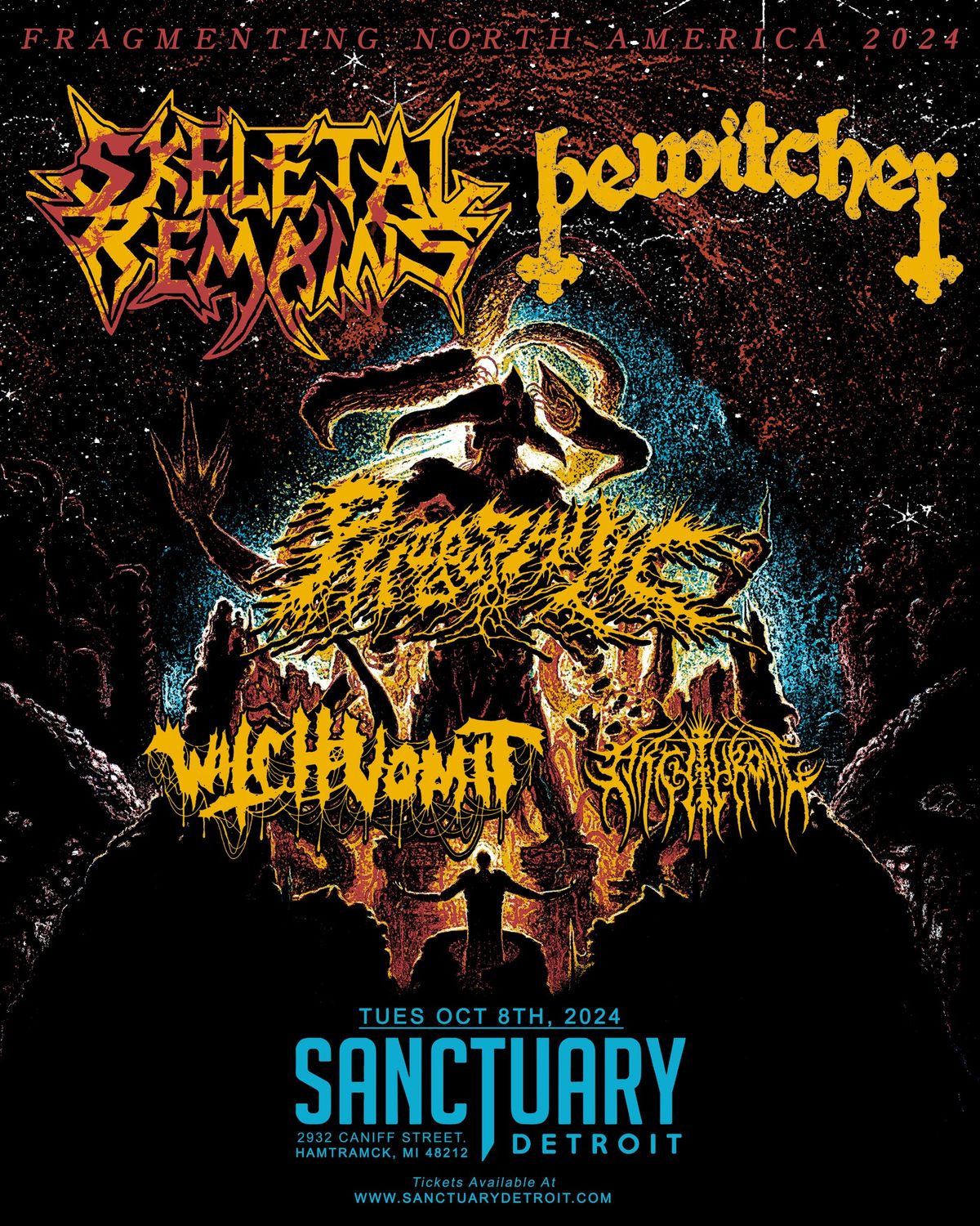 Skeletal Remains, Bewitcher, Phobophilic, Witch Vomit, Archthrone at The Sanctuary 10\/8