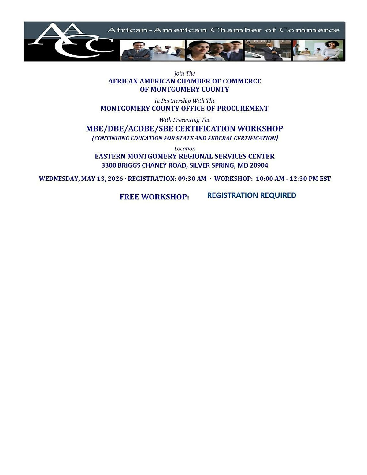 MBE CERTIFICATION WORKSHOP (State and Federal Certification)