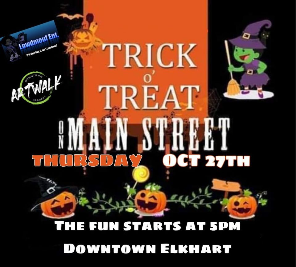 Trick or Treat on Main Street during Elkhart Art Walk, Elkhart Civic