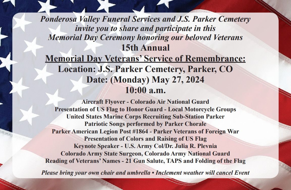 15th Annual Memorial Day Veterans' Service of Remembrance