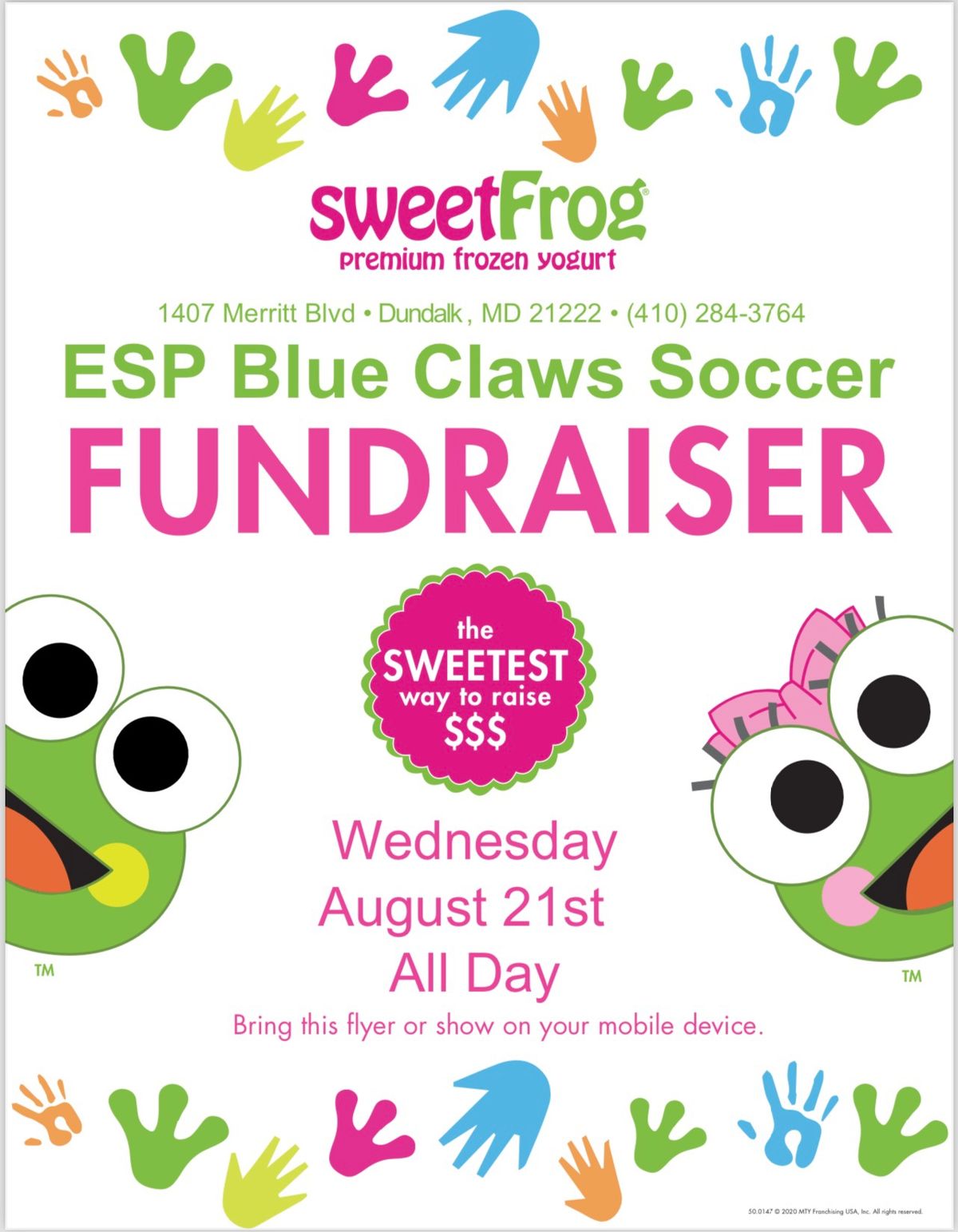 Blue Claws Sweet Frog Fundraiser