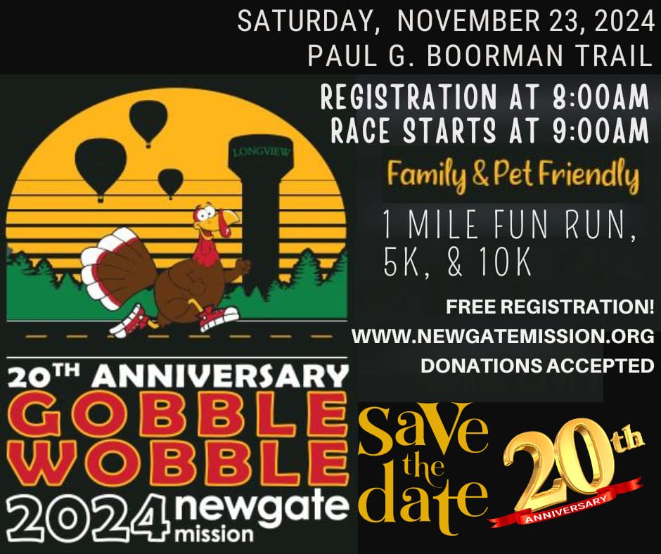 Gobble Wobble's 20th Fun Run Anniversary for Newgate Mission