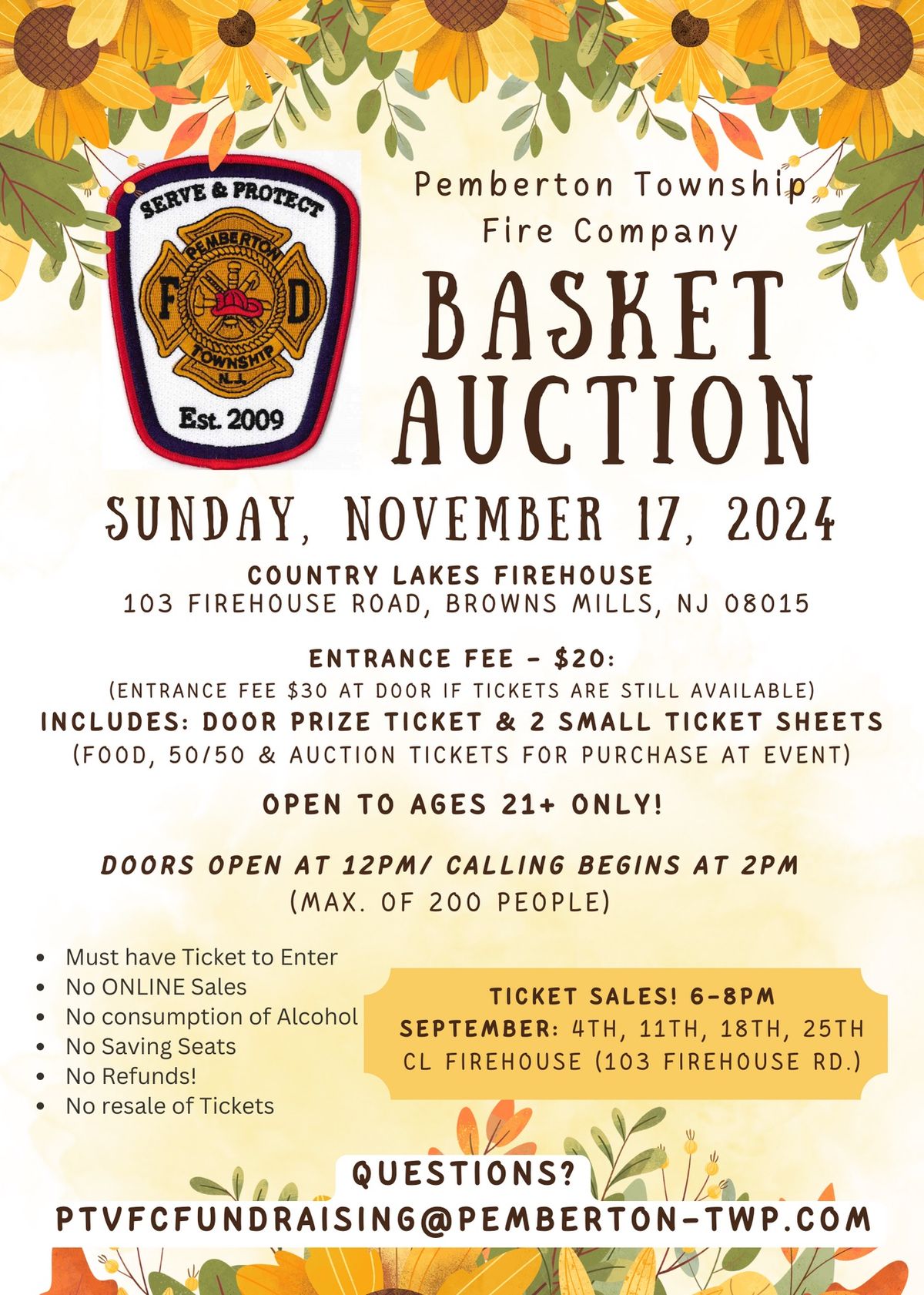 Basket Auction to Support Pemberton Twp. Fire Company