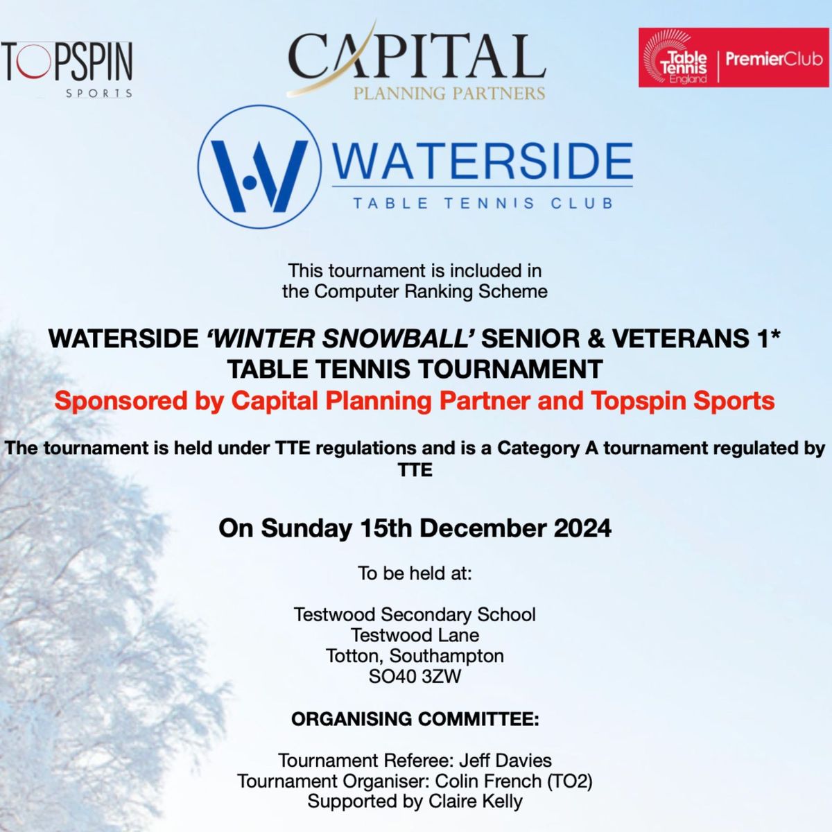 Waterside 1* \u2018Winter Snowball\u2019 Senior & Veteran Tournament