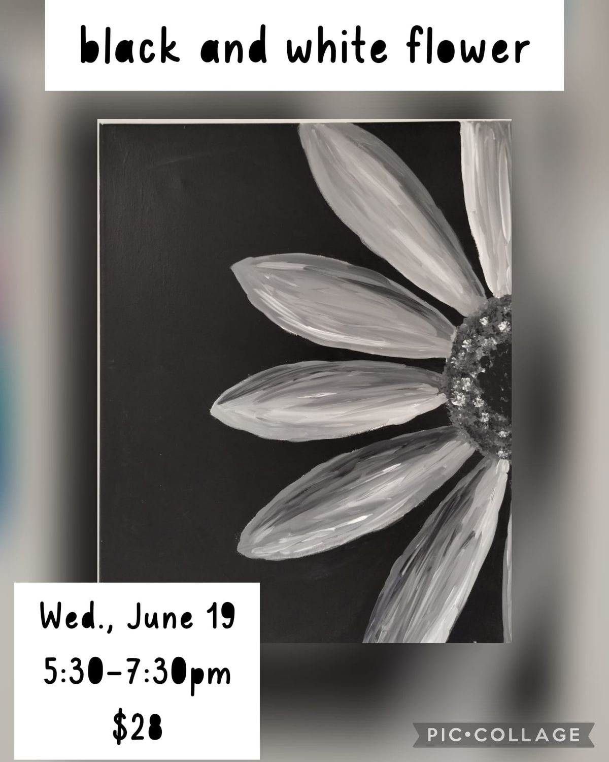 Black and white flower painting