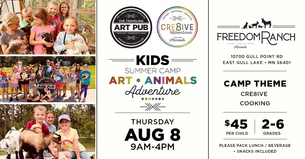August 8 | Kids Art \u2022 Animals \u2022 Adventure Camp @ Freedom Ranch