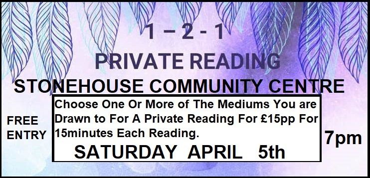 PRIVATE 1 2 1 Readings Choose a Medium your drawn to. \u00a315pp Per Reading. ENTRANCE IS FREE.