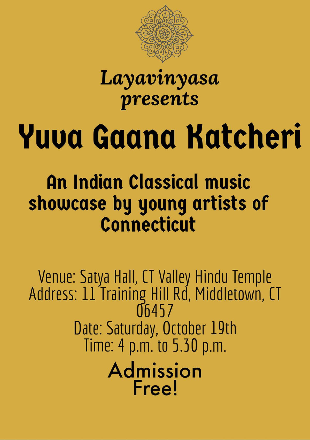 Yuva Gaana Katcheri - A Classical Vocal concert