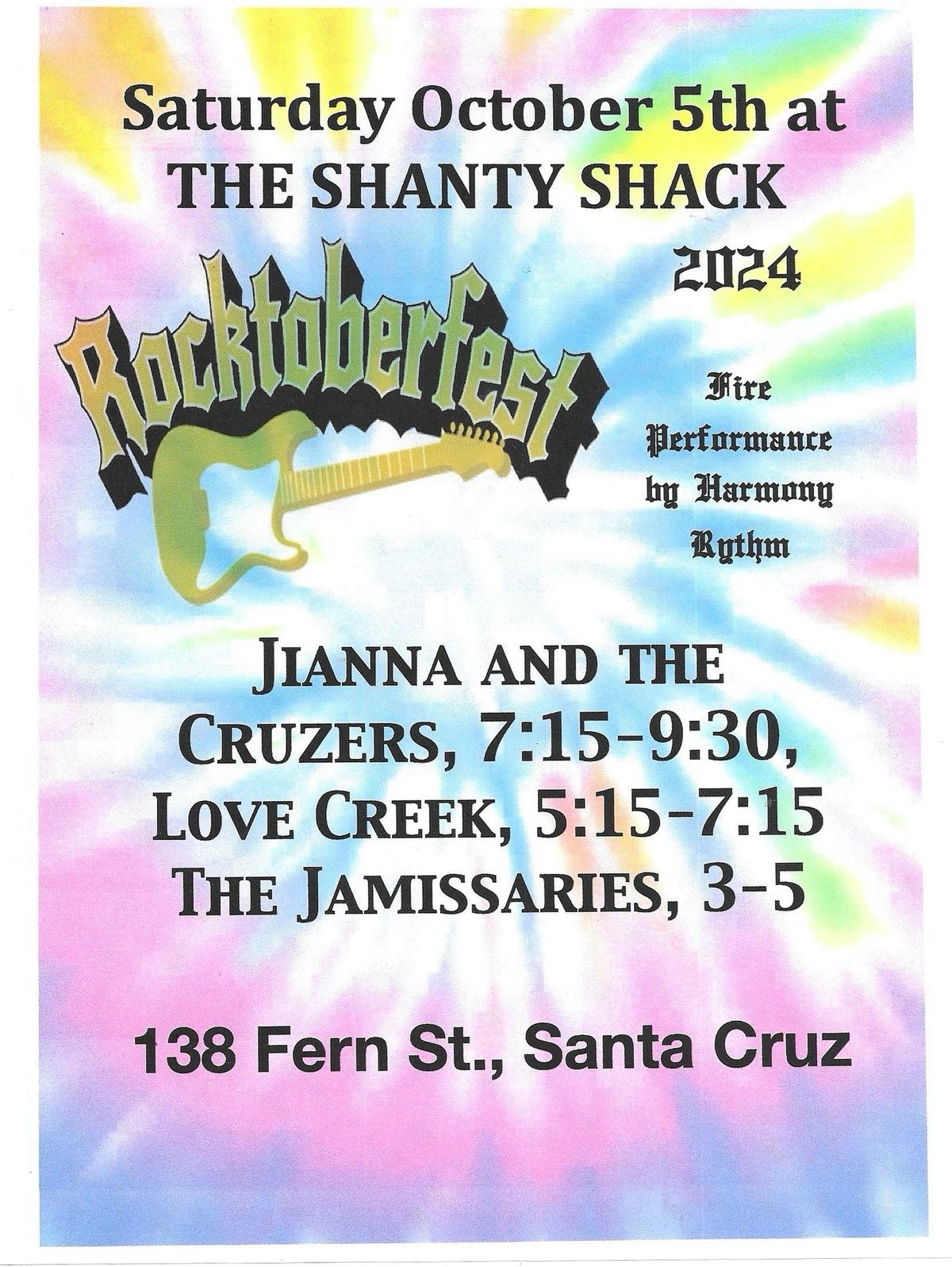 Rocktoberfest 2024 with Jianna and the Cruzers, Love Creek and The Jamissaries at The Shanty Shack