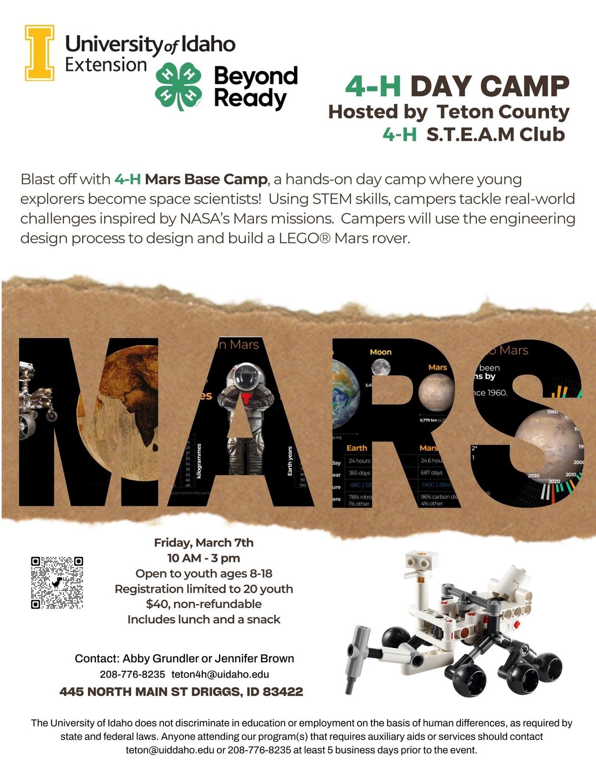 Teton County, 4-H S.T.E.A.M Club Mars Base Day Camp