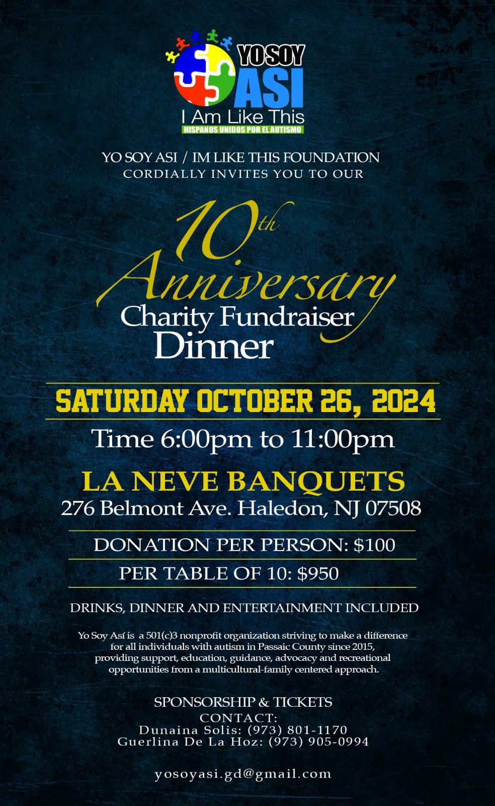 Yo Soy Asi 10th Anniversary Charity Fundraiser Dinner. 