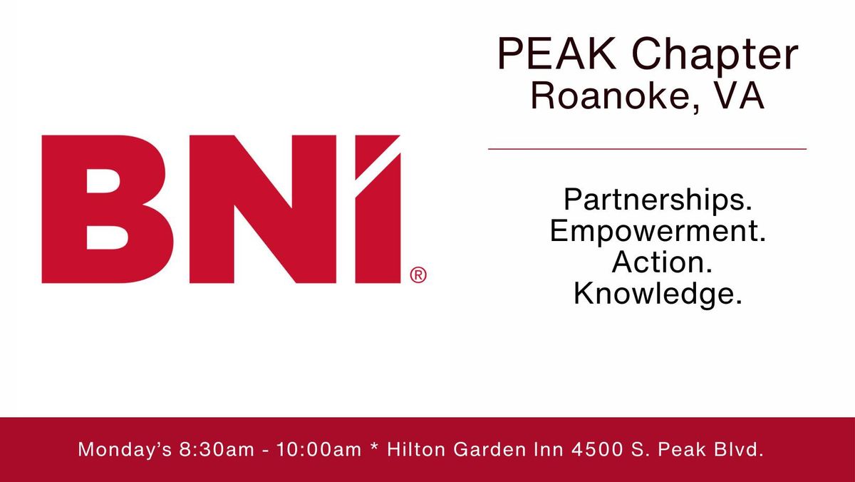 Weekly BNI PEAK Roanoke Meeting