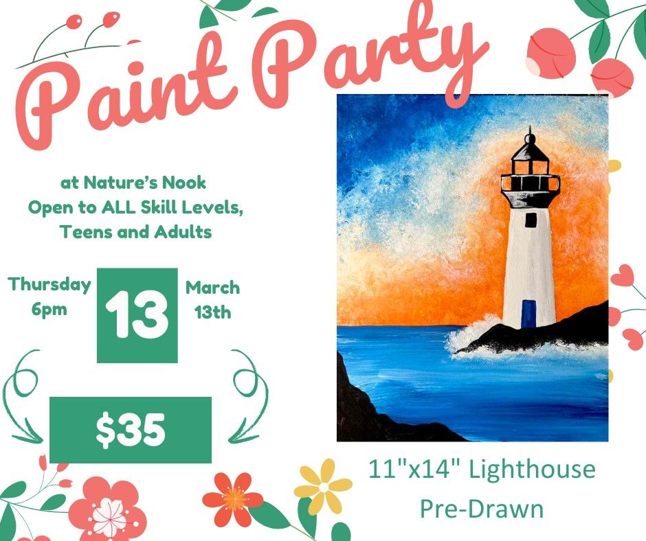 March 13th Lighthouse Painting Pre-Drawn 