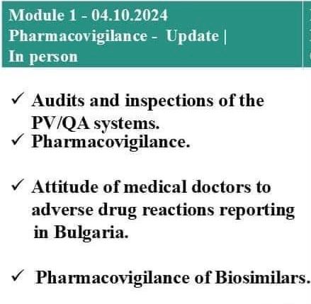 Module 1 - 04.10.2024 - Pharmacovigilance - Update | In person 