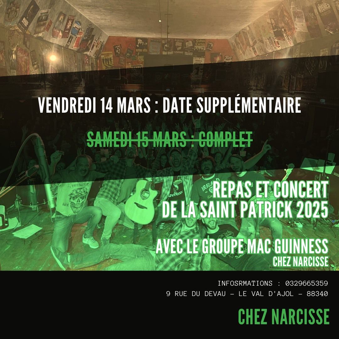 Repas & Concert de SAINT PATRICK - Chez Narcisse